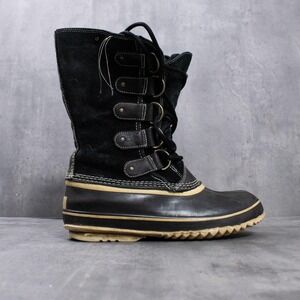 Sorel Winter Snow Boots Black Waterproof Lace-Up Duck Boots